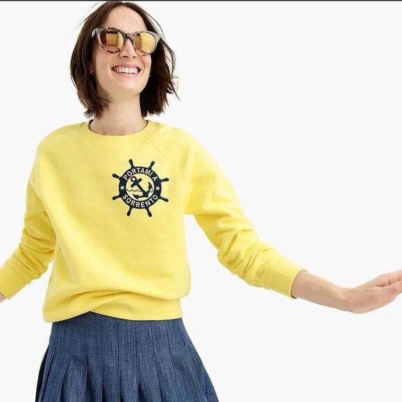 J.Crew Nautical Size extra small Portami A Sorrento Yellow Crewneck Raglan - Picture 1 of 6
